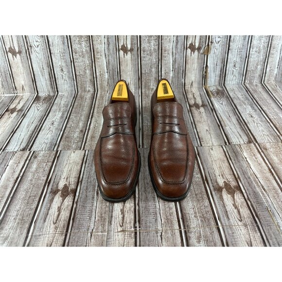 FRATELLI ROSSETTI Pebbled Grain Leather Penny Loafers sz 9.5 c: brown made Italy - Picture 2 of 7